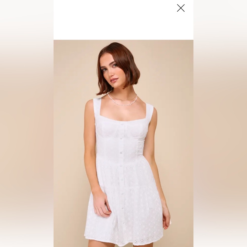 Lulu’s White Eyelet Bustier Mini Dress